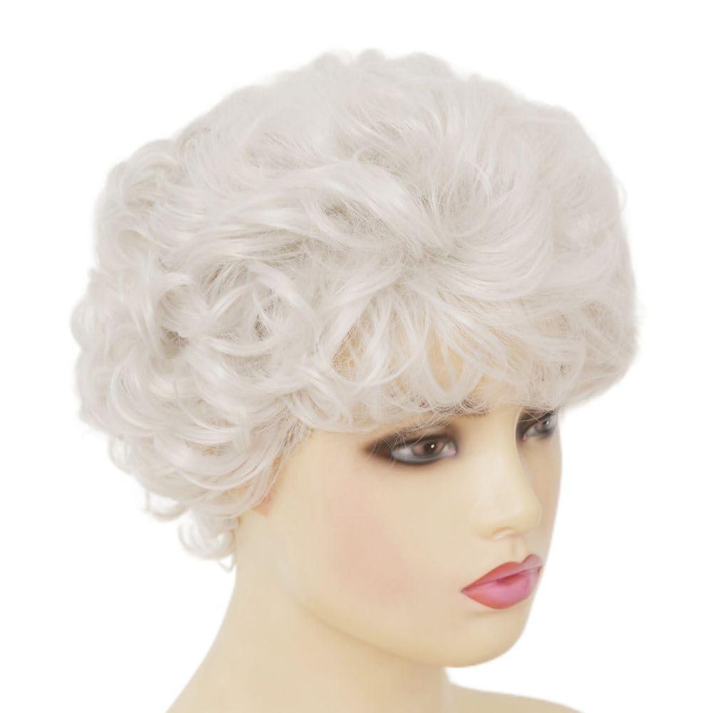 imageShort Blonde Curly Wigs for Women Synthetic Natural Looking Daily Party Halloween Wig for White WomenWhite