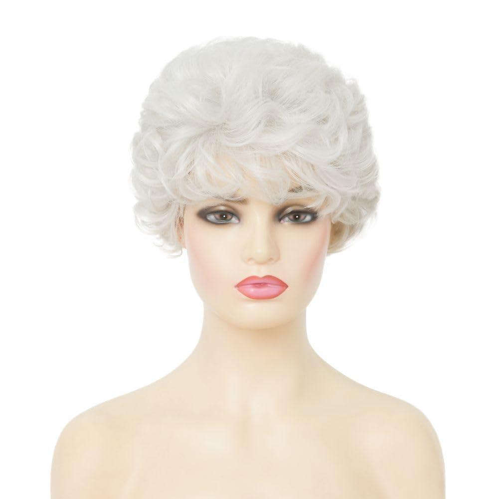 imageShort Blonde Curly Wigs for Women Synthetic Natural Looking Daily Party Halloween Wig for White WomenWhite