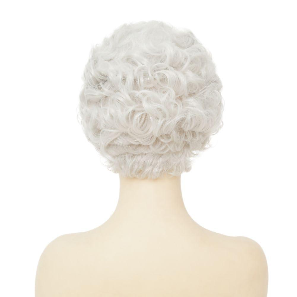 imageShort Blonde Curly Wigs for Women Synthetic Natural Looking Daily Party Halloween Wig for White WomenWhite