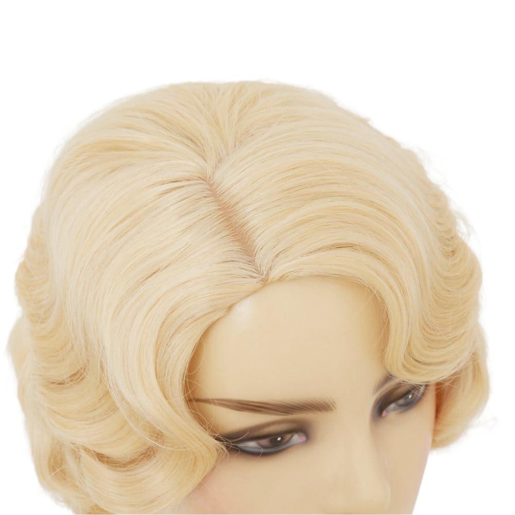 imageShort Pink Curly 1920s Wigs for Women Finger Wave Wig for Lady Halloween Costume Party Cosplay Hair WigsBlonde