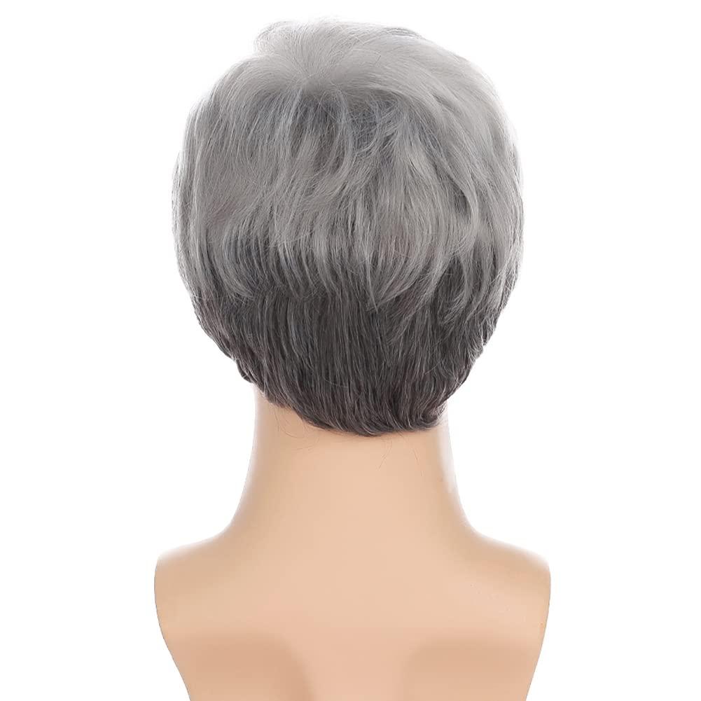 imageWhite Mens Short Wig Natural Fluffy Synthetic Hair Wig for Male Guy Daily Party Costume Wig WhiteNatural Grey