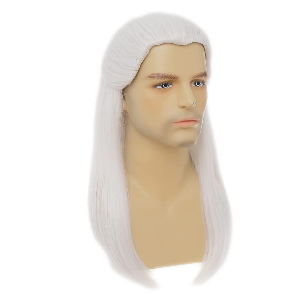 imageWhite Straight Wigs for Men Long White Male Hair Halloween Cosplay Anime Wigswhite