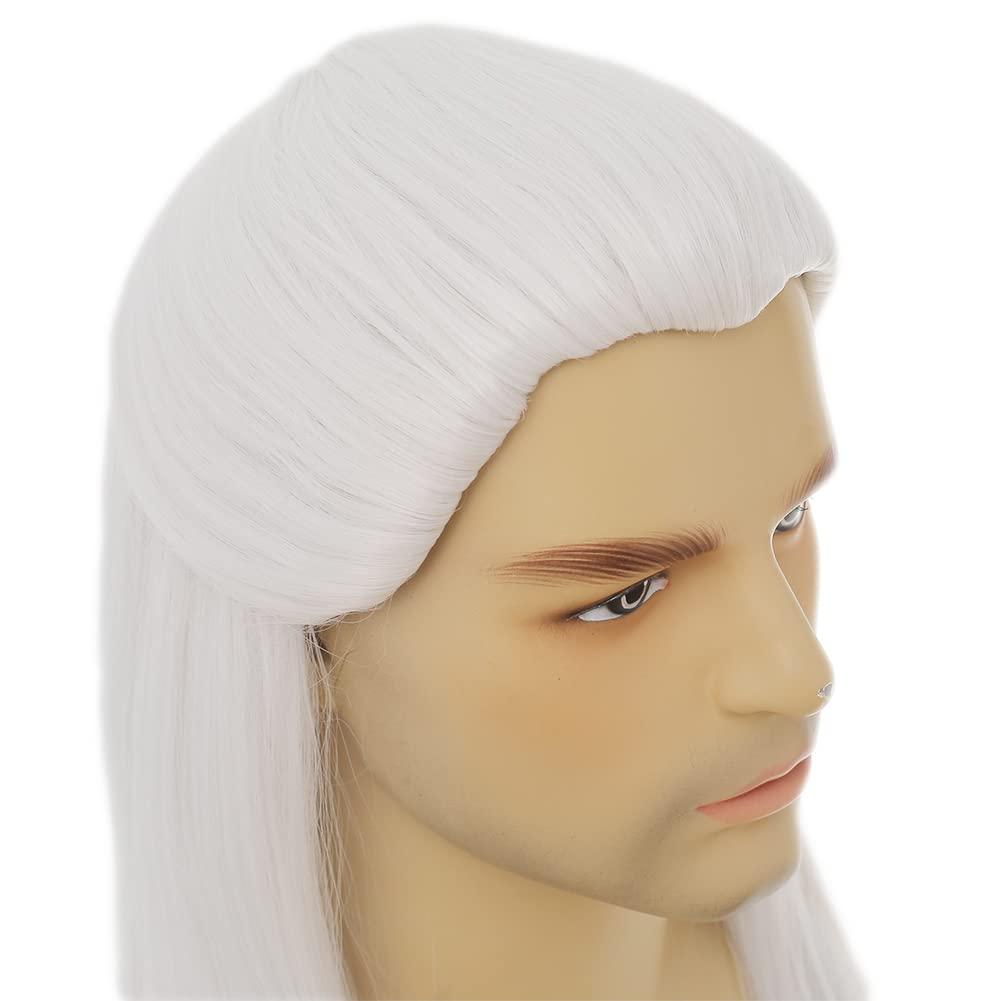imageWhite Straight Wigs for Men Long White Male Hair Halloween Cosplay Anime Wigswhite