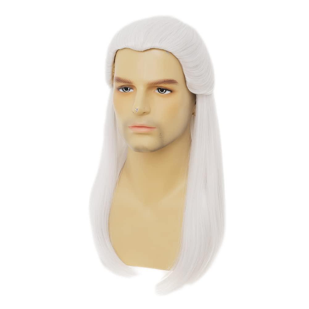 imageWhite Straight Wigs for Men Long White Male Hair Halloween Cosplay Anime Wigswhite