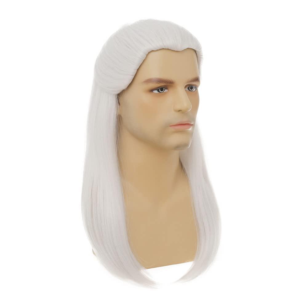 imageWhite Straight Wigs for Men Long White Male Hair Halloween Cosplay Anime Wigswhite