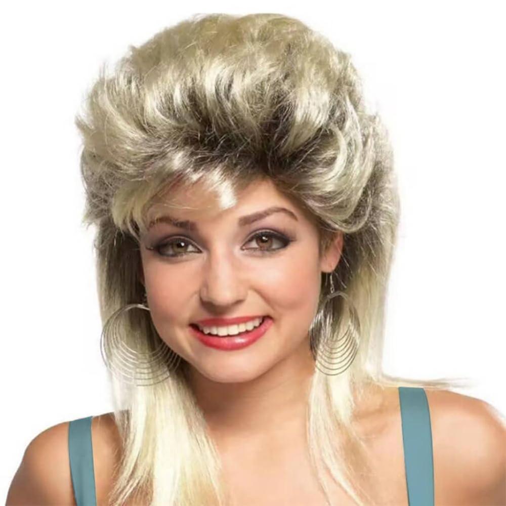 imageBlonde Mullet Wigs for Women 70s 80s Rocker Wig Shoulder Length Layered Cosplay Daily Hair WigsBlondeBlonde Black