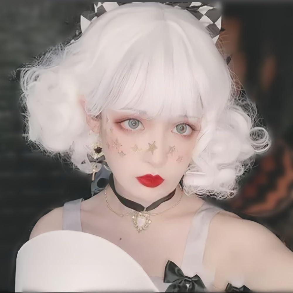 imageLong Red Curly Wavy Wigs with Bangs Natural Looking Wig Heat Resistantant Cosplay Halloween Hair WigsShort White