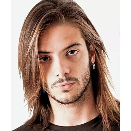 imageMens Long Brown Wig Straight Brown Side Part Wig Synthetic Heat Resistant Hair Wigs Male Guys Daily Party Costume Halloween UseLong Brown