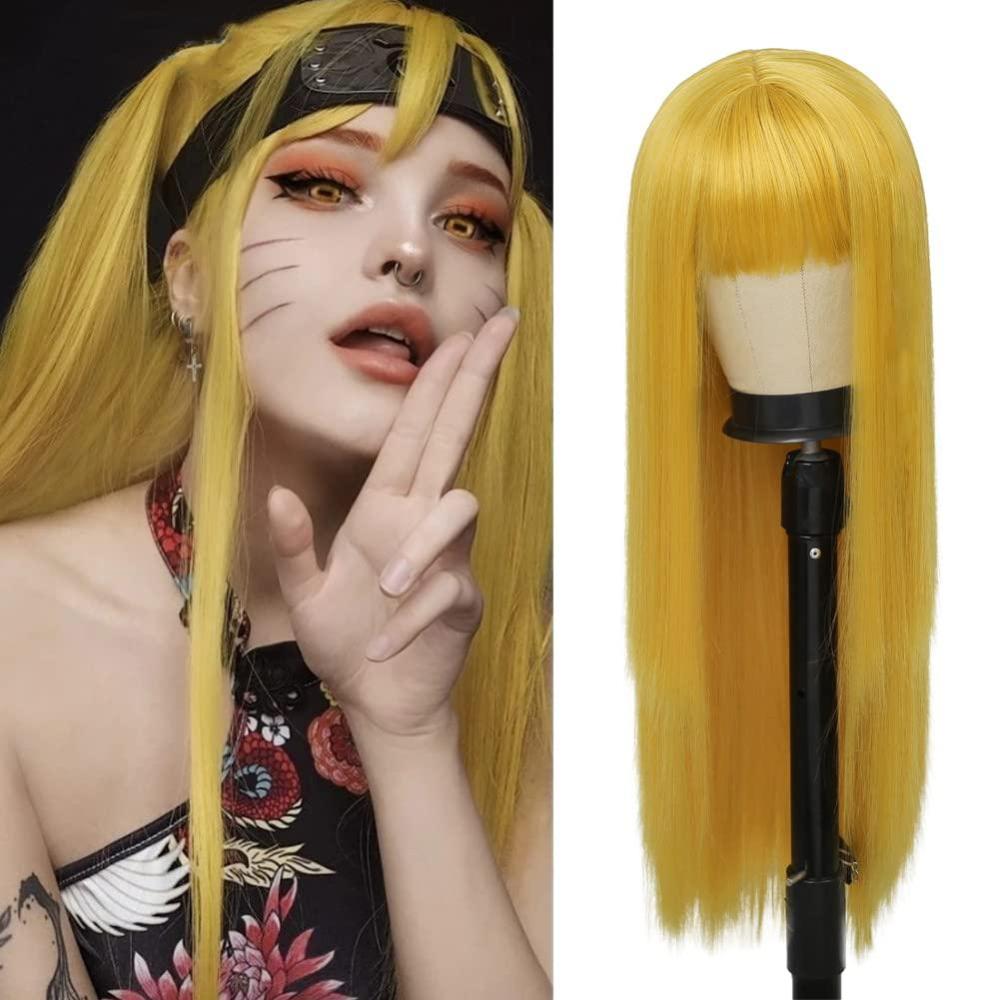 imageNeon Green Long Straight Wigs for Women with Side Bangs Natural Halloween Party Hair Heat Resistant Synthetic Wig for CosplayLight GreenYellow