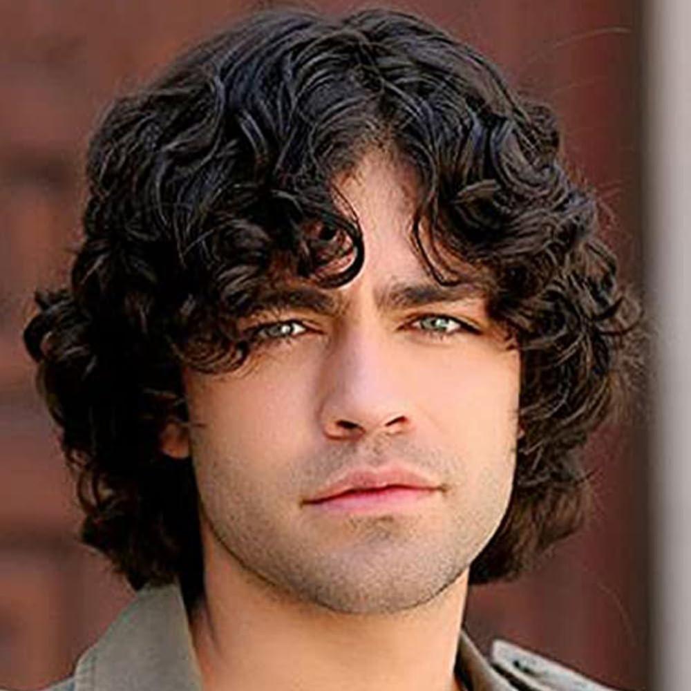 imageWhite Mens Short Wig Natural Fluffy Synthetic Hair Wig for Male Guy Daily Party Costume Wig WhiteDark Brown