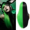 imageBlack Green Wig with Bangs Long Straight Halloween Cosplay Wigs for Women Synthetic Heat Resistang Black greenBlack green