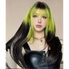 imageBlack Green Wig with Bangs Long Straight Halloween Cosplay Wigs for Women Synthetic Heat Resistang Black greenGreen