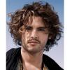 imageCurly Men Wig Short Brown Fluffy Layered Natural Looking Halloween Synthetic Wigs with Wig Cap