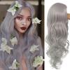 imageGrey Wigs Long Curly Wavy Wigs for Women Middle Part Natural Looking Fiber Synthetic Wigs for Halloween Cosplay Daily Use