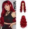 imageRed Wigs with Bangs for Women Long Curly Wavy Synthetic Women wig Cosplay Daily Party Hair Halloween Wigs