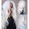 imageWhite Curly Long Wigs for Women Wavy Middle Part Natural Looking Heat Resistant Wigs Daily Use Halloween Party Hair275 inch