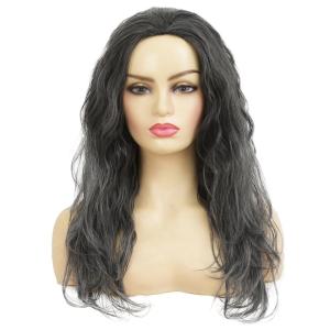 Blonde Curly Short Finger Wave Wigs for Lady with Bangs Synthetic Hair Natural Cosplay Halloween Costume Women Wigs(Black Grey)