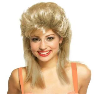 Blonde Mullet Wigs for Women 70s 80s Rocker Wig Shoulder Length Layered Cosplay Daily Hair Wigs（Blonde）(All Glod)