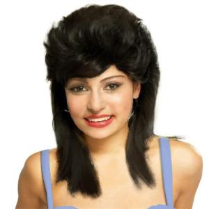 Blonde Mullet Wigs for Women 70s 80s Rocker Wig Shoulder Length Layered Cosplay Daily Hair Wigs（Blonde）(Black)