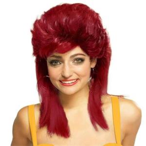 Blonde Mullet Wigs for Women 70s 80s Rocker Wig Shoulder Length Layered Cosplay Daily Hair Wigs（Blonde）(Red)