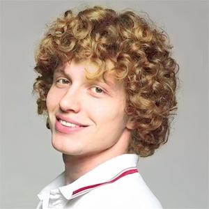 Brown Curly Short Afro Wig for Male Guy California Mens Cosplay Costume Daily Hair Synthetic Halloween Mens Full Wigs(Blonde)