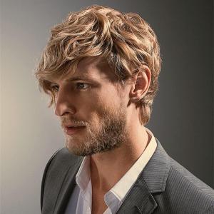 Curly Blonde Short Wigs for Men Fluffy Natural Layered Synthetic Blonde Wig Halloween Cosplay Hair Wig for Male Guy (Blonde)(Blonde)
