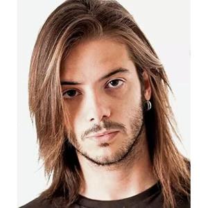 Mens Long Brown Wig Straight Brown Side Part Wig Synthetic Heat Resistant Hair Wigs Male Guys Daily Party Costume Halloween Use(Long Brown)