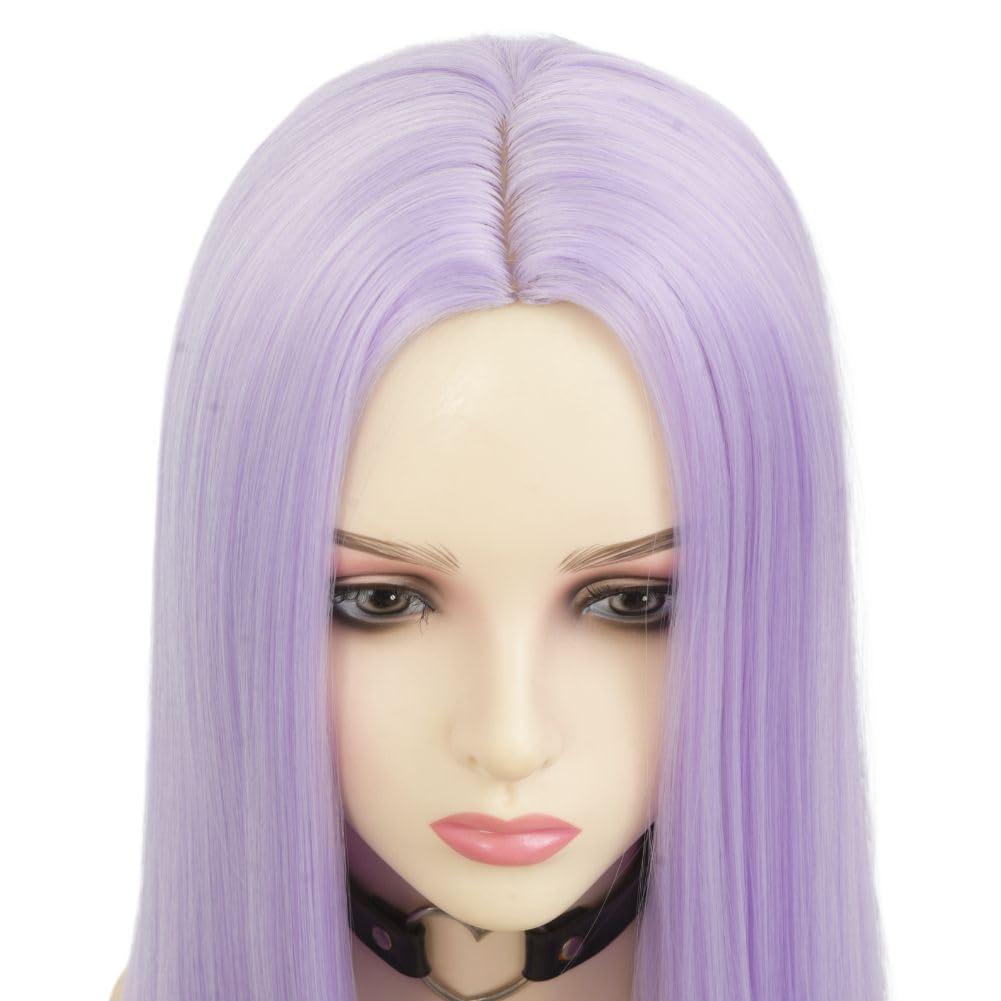 imagePurple Wigs for Women Long Straight Synthetic Wig 25 Inch Cosplay Women Light Purple Wig Synthetic Heat Resistant Fiber Hair Daily Use