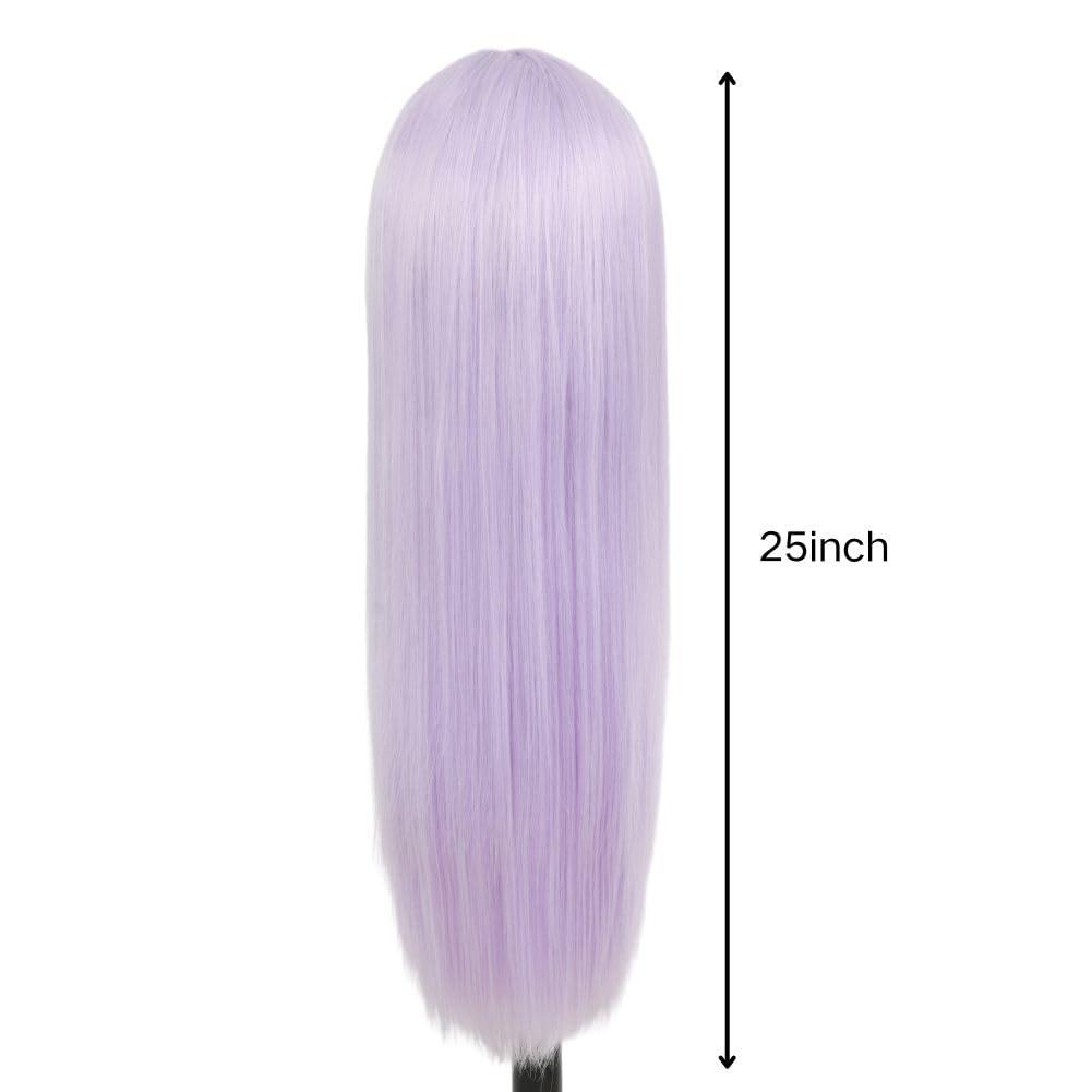 imagePurple Wigs for Women Long Straight Synthetic Wig 25 Inch Cosplay Women Light Purple Wig Synthetic Heat Resistant Fiber Hair Daily Use