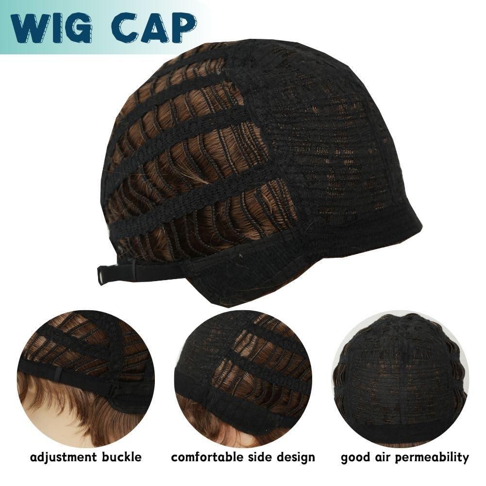 imageReddish Brown Straight Wig for women Medium Length Layered Wig with Side Part Bangs Synthetic Wig for Daily Party UseBrown