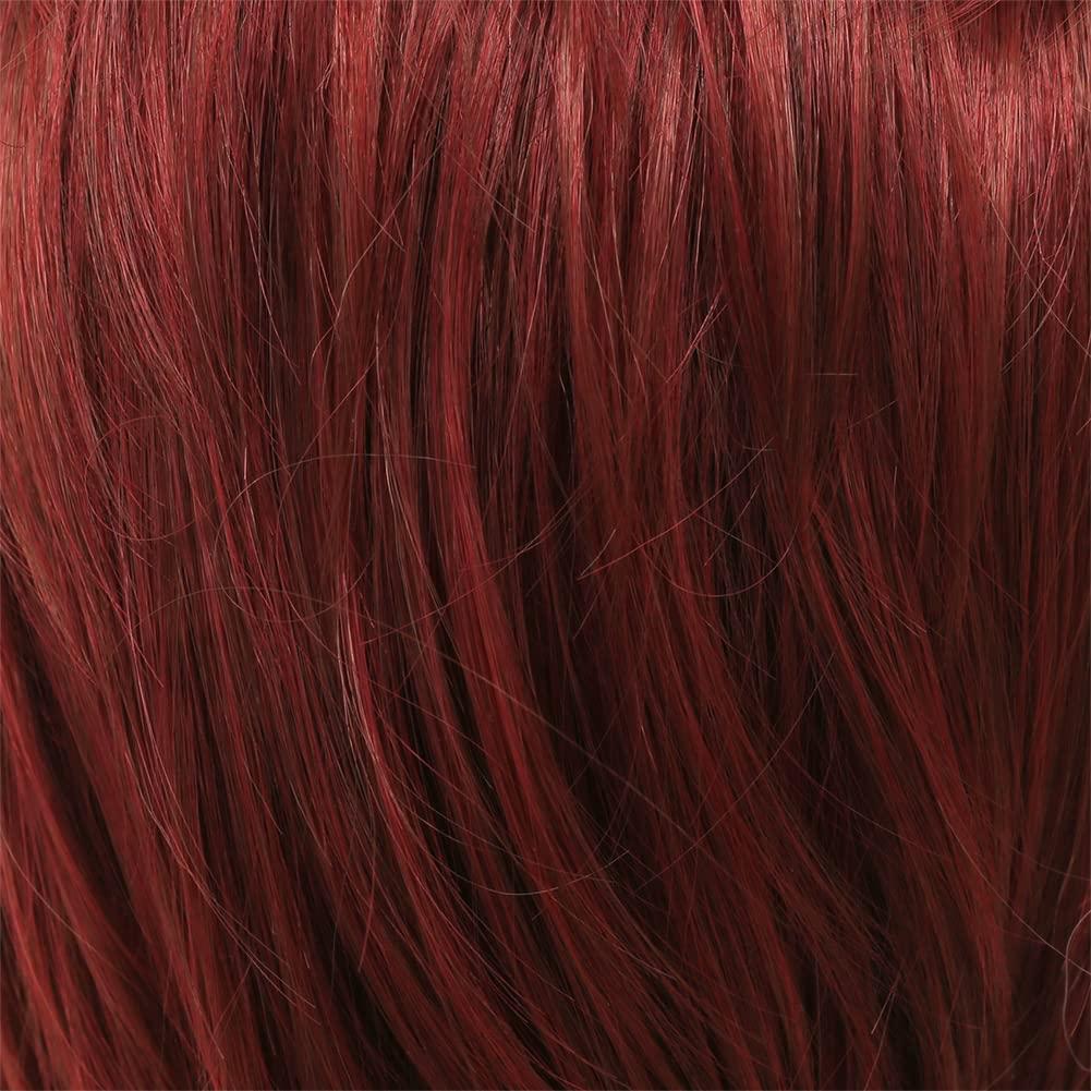 imageReddish Brown Straight Wig for women Medium Length Layered Wig with Side Part Bangs Synthetic Wig for Daily Party UseMullet Wine Red