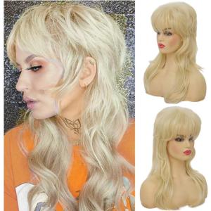 Reddish Brown Straight Wig for women Medium Length Layered Wig with Side Part Bangs Synthetic Wig for Daily Party Use(Blonde)