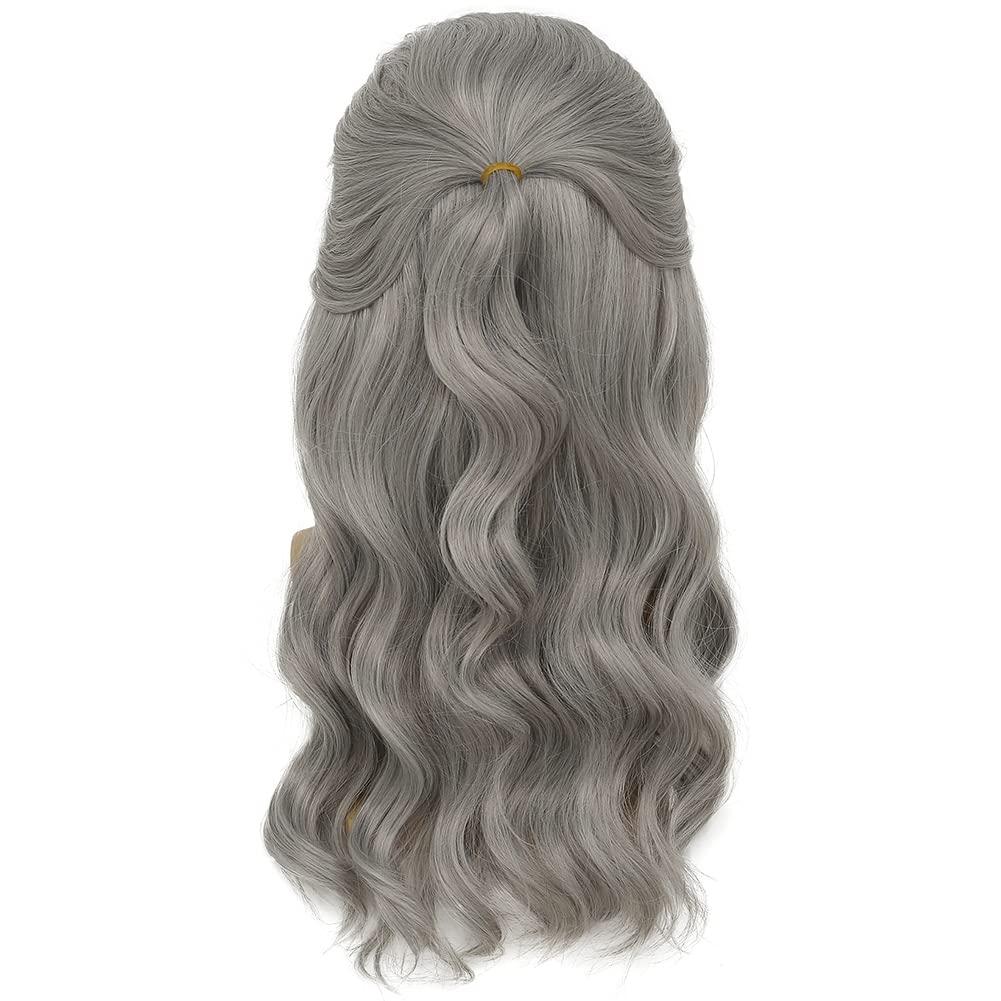 imageLong Grey Curly Men Wigs Wavy Synthetic Mullet Wig 70s 80s Natural Rocker Mullet Party Funny Costume Wig