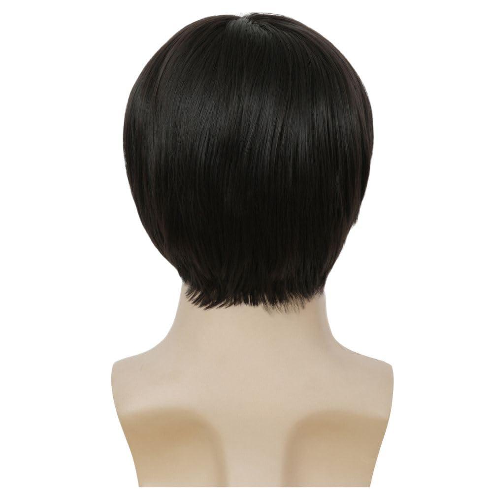 imageMens Black Wig Short Middle Part Men Wigs Natural Synthetic Hair Mens Costume WigsBlackBlack