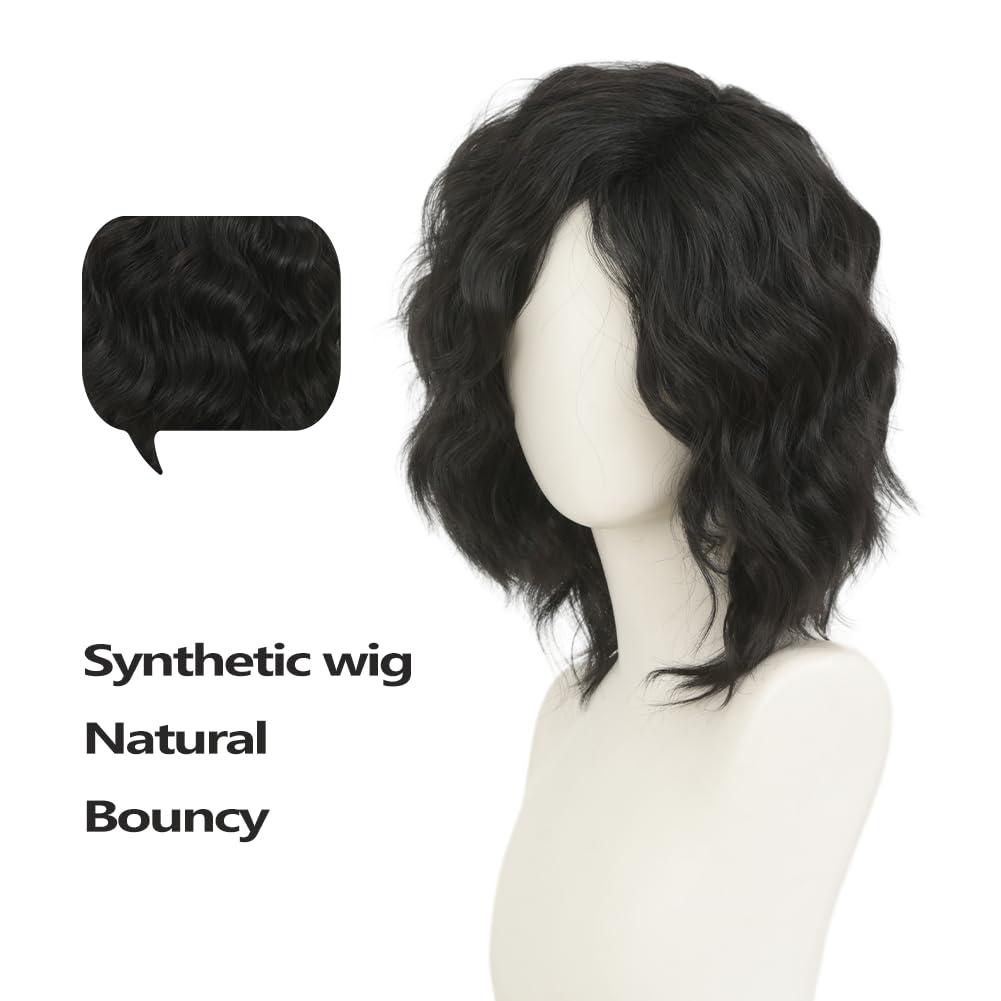 imageShort Green Wigs for Men Fluffy Synthetic Hair Heat Resistant Cosplay Anime costumes Male WigDark GreenBlack