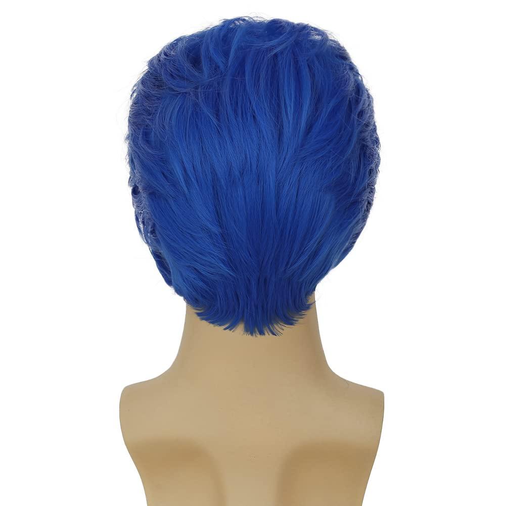 imageShort Green Wigs for Men Fluffy Synthetic Hair Heat Resistant Cosplay Anime costumes Male WigDark GreenBlue