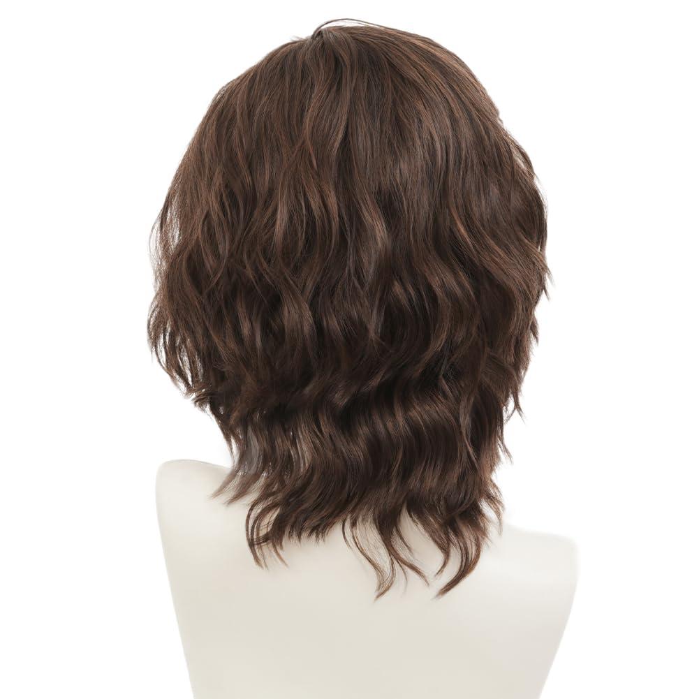 imageShort Green Wigs for Men Fluffy Synthetic Hair Heat Resistant Cosplay Anime costumes Male WigDark GreenBrown