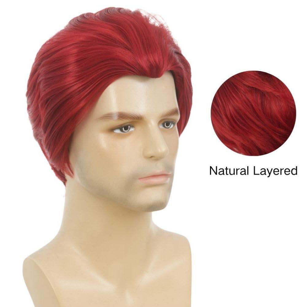 imageShort Green Wigs for Men Fluffy Synthetic Hair Heat Resistant Cosplay Anime costumes Male WigDark GreenShort Red