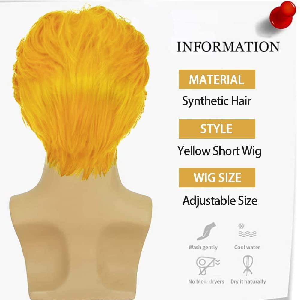 imageShort Green Wigs for Men Fluffy Synthetic Hair Heat Resistant Cosplay Anime costumes Male WigDark GreenYellow