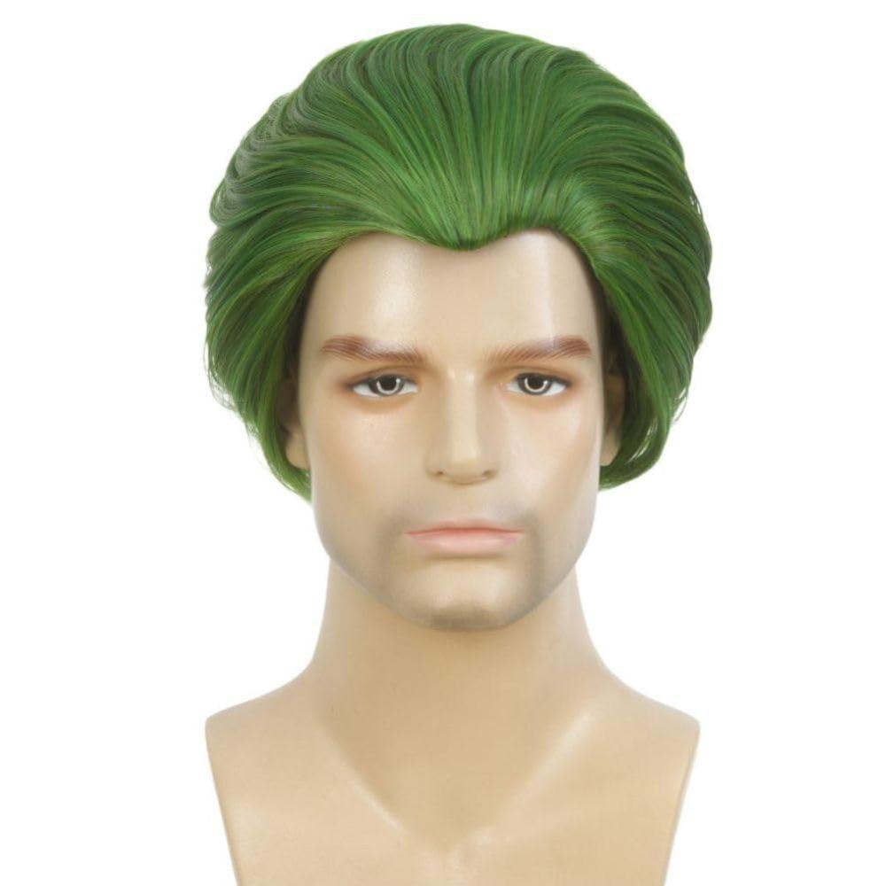imageShort Green Wigs for Men Fluffy Synthetic Hair Heat Resistant Cosplay Anime costumes Male WigDark GreenDark Green