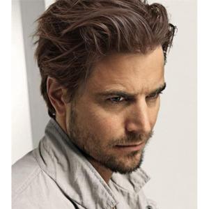 Mens Brown Wig Short Layered Natural Synthetic Hair Heat Resistant Halloween Cosplay Costume Wigs for Male