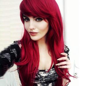 Red Long Wavy Wigs for Women Side Part Heat Resistant Natural Looking Synthetic Wig Party Cosplay Halloween Daily Use Full Wigs(Red)