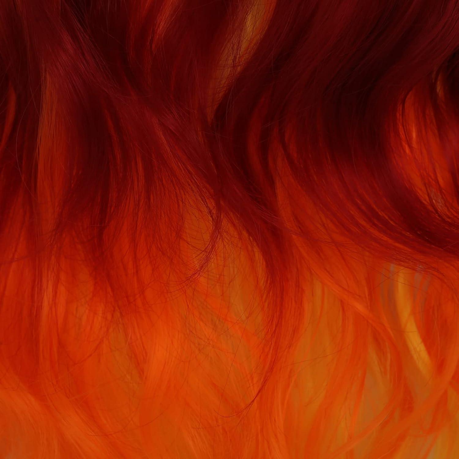imageOrange Yellow and Red Wigs Colorful Long Curly Wavy Women Cosplay Costume Wigs Anime Halloween Party