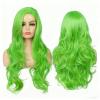 imageWomens Green Wig Long Curly Wavy Wig Side Part Natural Wig for Women Girl Cosplay Party Halloween Wig Neon Green