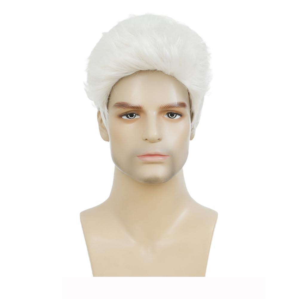 image:imageMens Short White Wig Soft Layered Natural Synthetic Replacement Costume Wig Halloween Hair Wigs