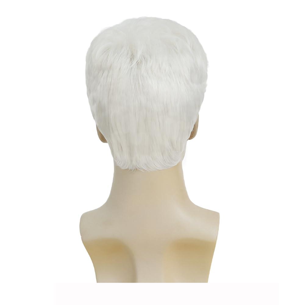 image:imageMens Short White Wig Soft Layered Natural Synthetic Replacement Costume Wig Halloween Hair Wigs