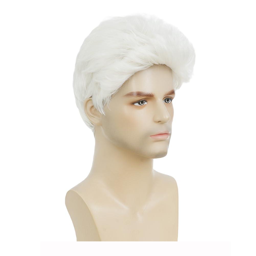 image:imageMens Short White Wig Soft Layered Natural Synthetic Replacement Costume Wig Halloween Hair Wigs