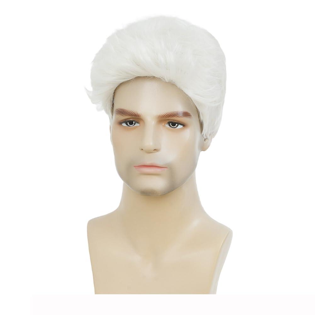 image:imageMens Short White Wig Soft Layered Natural Synthetic Replacement Costume Wig Halloween Hair Wigs