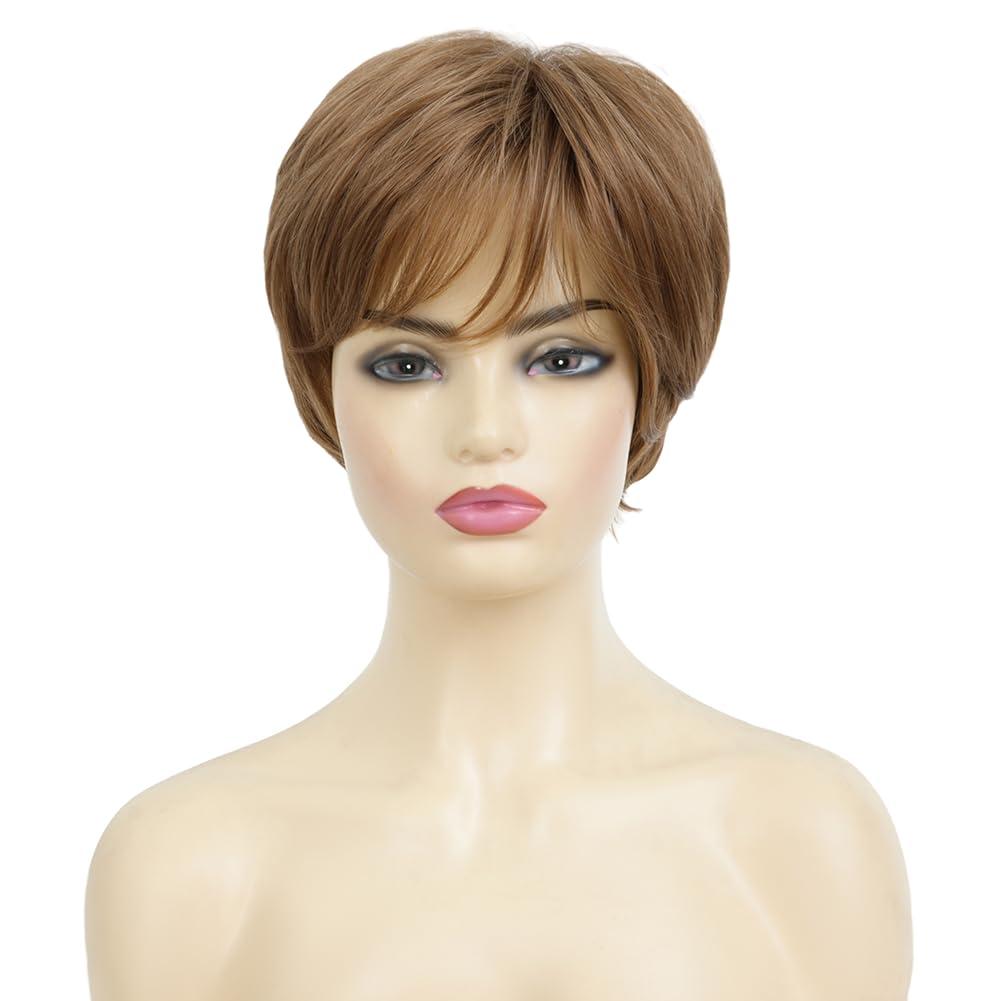 image:imageShort Brown Pixie Cut Wigs for Women with Bangs Synthetic Wigs Layered Fluffy Halloween Party Cosplay Hair Wig
