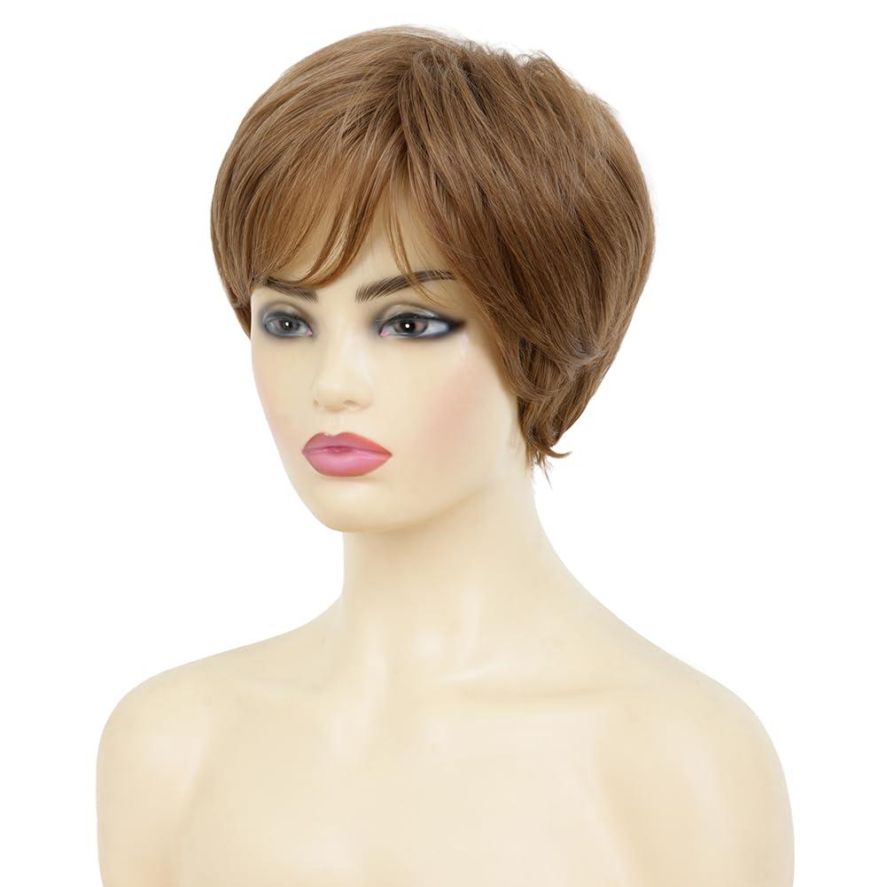 image:imageShort Brown Pixie Cut Wigs for Women with Bangs Synthetic Wigs Layered Fluffy Halloween Party Cosplay Hair Wig